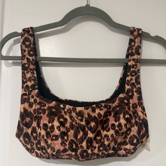 aerie Other - Aerie Brown Leopard Cheetah Print Scoop Bikini Top Swim Size Medium - NWT